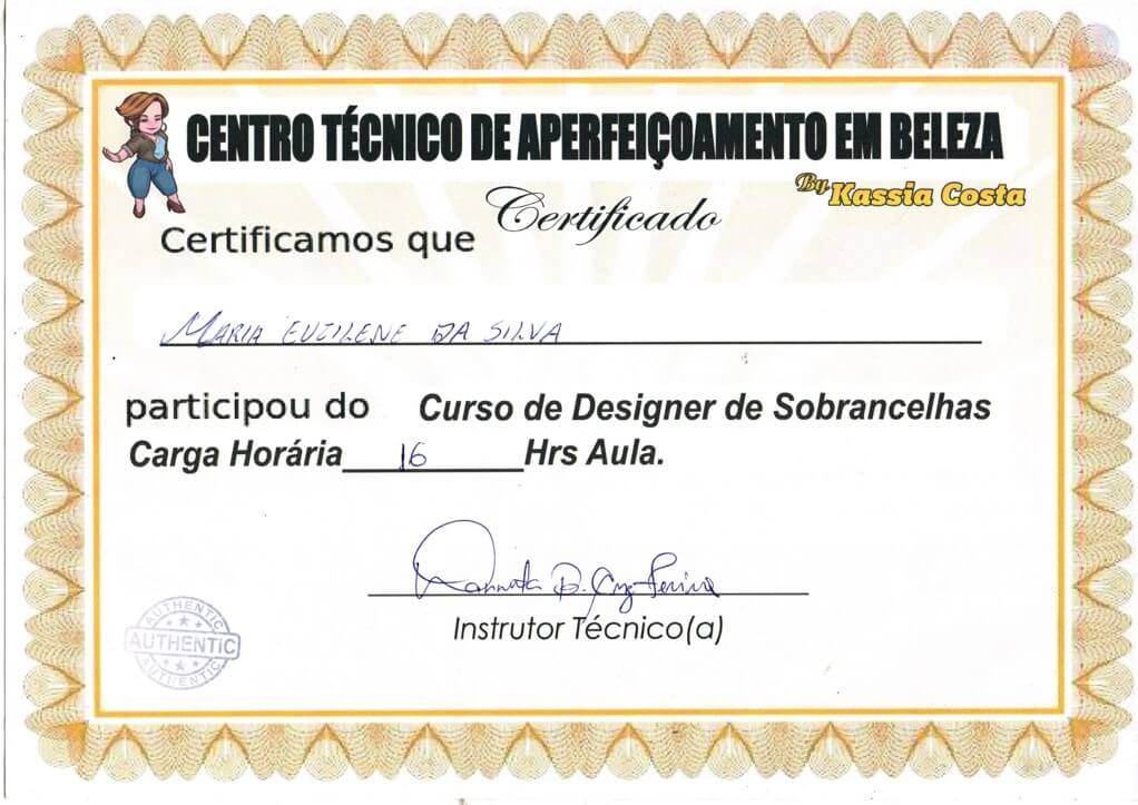 Certificado Sobrancelhas Lene