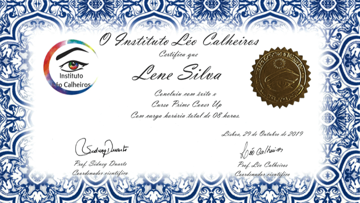Certificado Prime Color Up Lene Silva, Belight