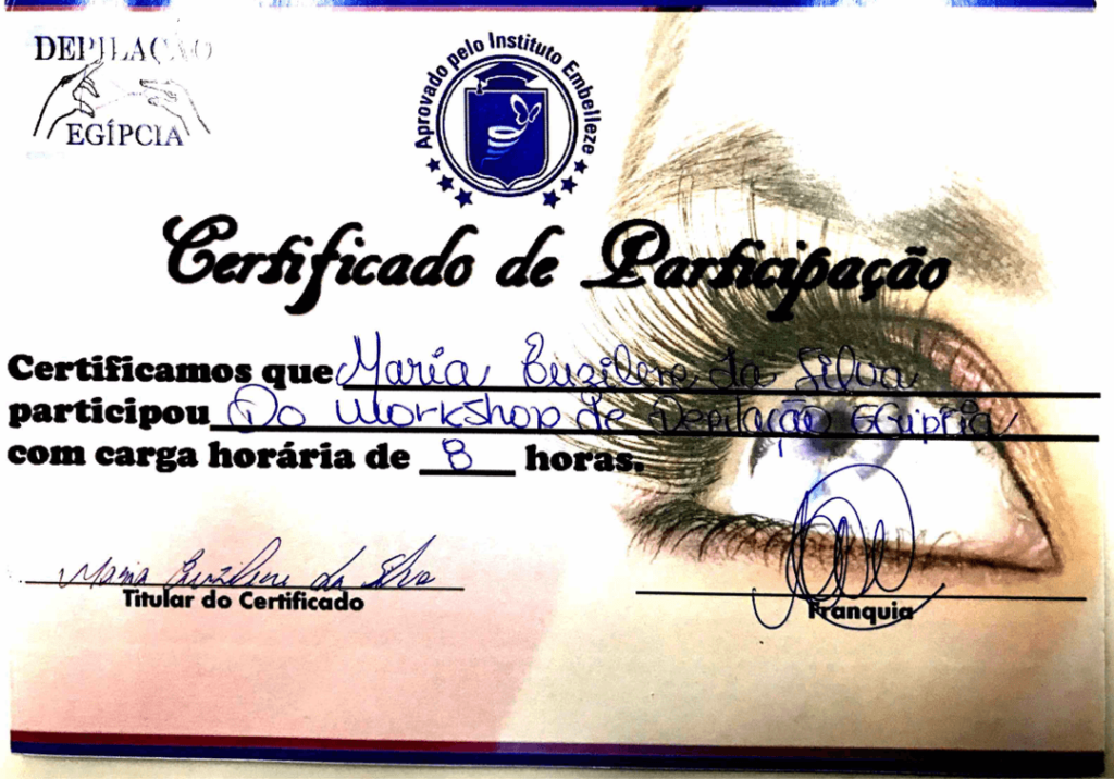 Certificado Sobrancelhas Lene